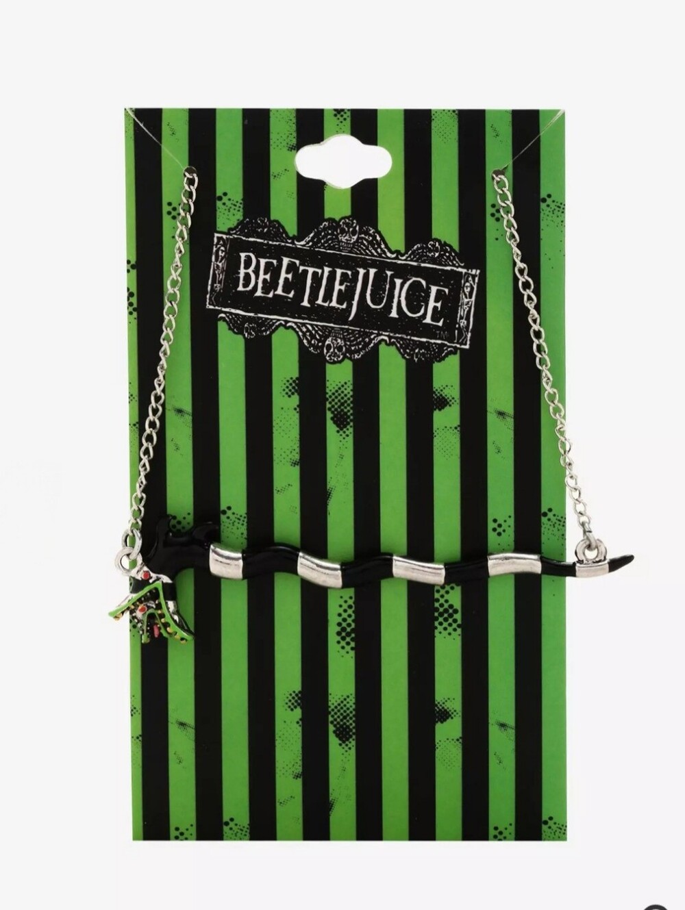 Hot Topic Beetlejuice Sandworm Necklace & Hoop Earrings Set NWOT Rare Gothic - Picture 4 of 10